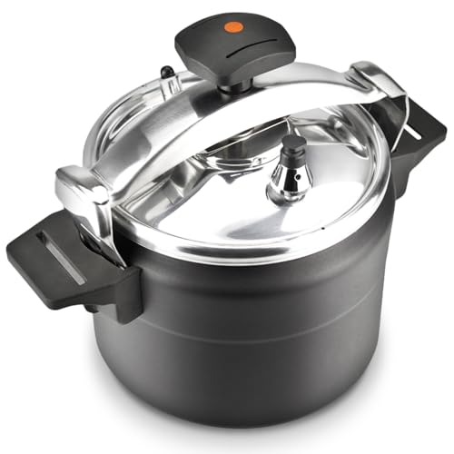Marmicoc Alumax Black - Olla a Presión Tradicional de 8L, Aluminio Extra Grueso, 3 Sistemas de Seguridad, Todas las Cocinas, Inducción, Negra