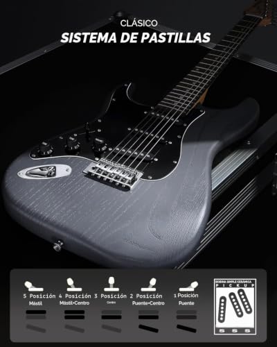 Miniatura 2 de Donner Dst-80 Zurdo Guitarra Eléctrica Kit Para Principiantes De 39 Con Amplificador, Pastilla Clásica Sss, Incluye Funda, Afinador, Capodastro, Correa, Púas Y Lecciones En Línea Gratuitas
