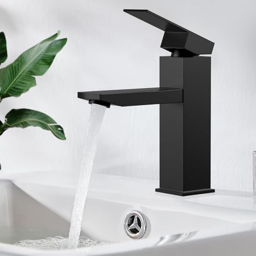 Wasserhahn Bad Schwarz,Waschtischarmatur Schwarz,Hochdruck Armatur Waschbecken Mischbatterie Küche Warm und Kaltwasserhahn Einhebelmischer Für Badezimmer,Küche,Garten