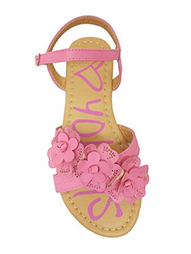 Yokids Cindee-73 Little Girls Flat Sandals With Front Flower Design