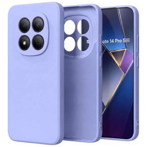 Image of Elzzi Silicon Case Cover Compatible with Mi Redmi Note 14 Pro Back Cover with Upgraded Square Edges for Camera Protection Shockproof Flexible Matte Liquid Silicone Mobile Phone Case - Purple