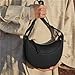 Leather Crescent Bag for Women, Designer Shoulder Bags, Sling Crossbody Bag Purse Casual Dumpling Hobo Bag (Black)