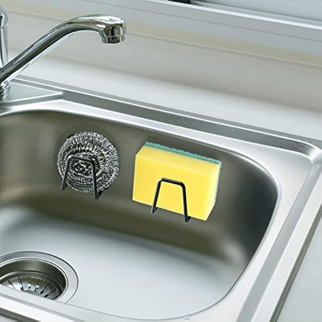 Sponge Holders for Kitchen Sink 2 Packs, Black 304 Multifuctional Stainless Steel Holder, 3.3 lbs Capacity