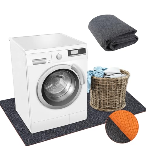 Under Washing Machine Mat 63 x 36 Inch, Waterproof Floor Mat Rubber Backing for Washer Dryer Fridge Refrigerator Freezer Floor Protector, Home Appliance Mat, Shock Absorbing, Noise Reducing, Non-Slip by NVAAV - Used condition - US$20.73