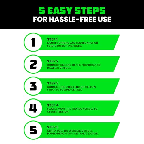 Image of Rhino USA Recovery Tow Strap (6 inch x 30') - 48,000lb Break Strength - Emergency Recovery Strap Tow Rope for Big Trucks, SUV, Backhoe, Excavators & More - Heavy Duty Towing Strap for Offroad 4x4 Use