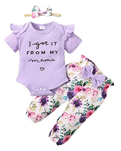 Image of OLLUISNEO Newborn Baby Girl Clothes Infant Outfits Short Sleeve Romper Leopard Pant Set Summer Baby Girl Clothes