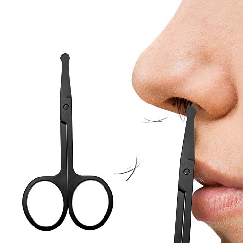 2 peças tesoura para sobrancelha e nariz preta para cabelo facial conjunto de penteado para sobrance