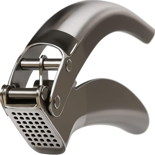 Coolklick Heavy Duty Garlic Press, No Peeling Needed, Stainless Steel Professional Garlic Mincer & Crusher, Dual Lever-Assisted Design with Large Capacity Chamber for Effortless Garlic Crushing. by Coolklick - Used condition - US$22.99