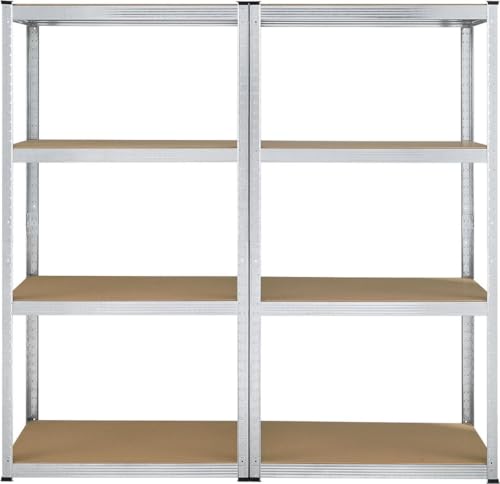 Juskys Étagère Charges Lourdes Easy, Lot de 2, 160x80x40 cm - 4 Niveau á 80 kg, Capacité 320 kg, Étagères de Rangement en Metal pour Garage et Cave