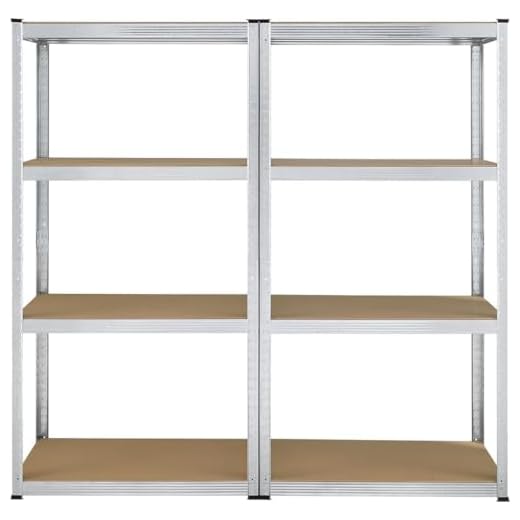 Juskys 2er-Set Lagerregal Easy 2X 160x80x40cm (HxBxT) | 640kg Traglast | 8 Böden | Metall Schwerlastregal Kellerregal Steckregal Regal Regalsystem Metallregal