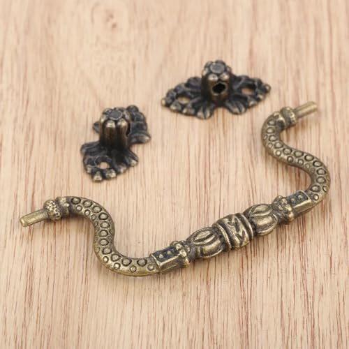 Asas de bronce de estilo antiguo de 832x42 mm para restaurar muebles 3