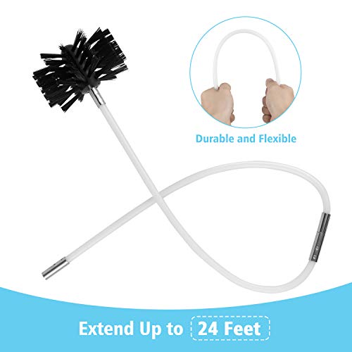 OAK LEAF Dryer Vent Cleaner 24 Feet, Flexible 18 Rods Dry Duct Cleaning Kit Chimney Sweep Brush with 2 Brush Heads and Dryer Lint Brush, Extend up to 24 Feet, Use with or Without a Power Drill