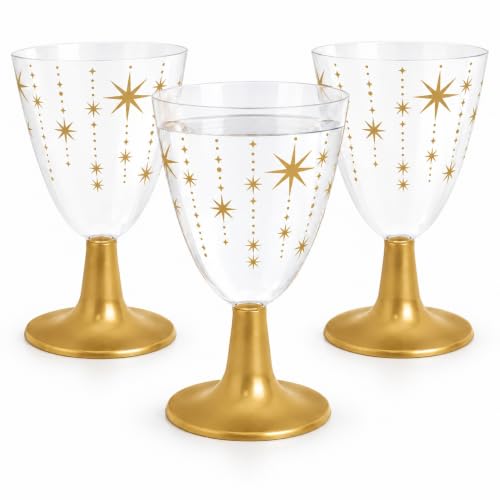Copas de agua, Copa de Vino, Plástico, Diseño Estrellas, Pack 3 unidades