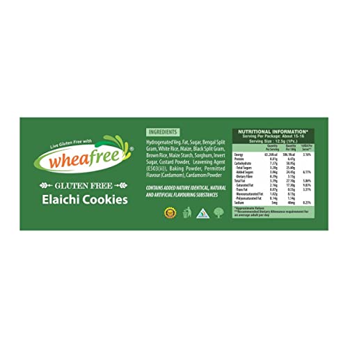 Wheafree Gluten-Free Elaichi Bakery Biscuits – Lactose-Free Millet Cookies, No Palm Oil, Crunchy and Crispy Cardamom Tea Snack, Long Shelf Life - 200g pack