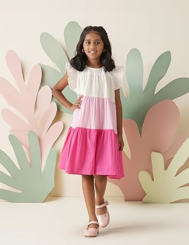 Image of Amazon Brand - Symbol Kids Knee Length Tiered A-Line Dress