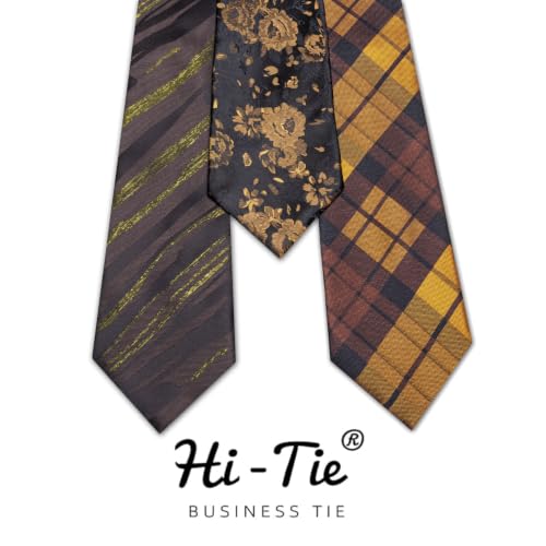 Image of Hi-Tie 3 Pcs Gift Box Mens Tie Set Necktie with Pocket Square Cufflinks Lapel Pin Silk Neck Tie Collection