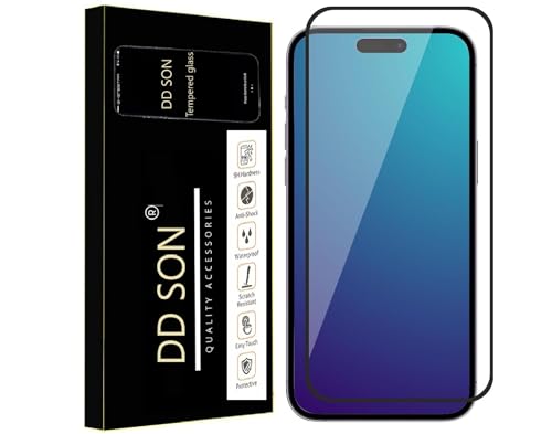 Image of DD SON Tempered Glass Screen Protector Compatible for iPhone 15, iPhone 15 Pro HD Glass with Edge to Edge Coverage and Easy Installation kit,Black
