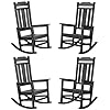 hOmeHua Patio Rocking Chair Set of 4 All Weather Resistant Outdoor Indoor Fade Resistant Patio Rocker ChairStable Durable Smooth Rocking Comfortable Easy to Maintain Black