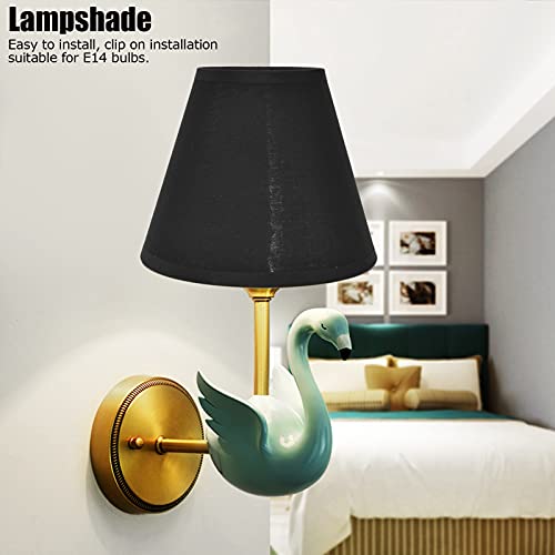 Teror Lampshade,6PCS Fabric Lamp Shade Cloth Clip On Lampshade for E14 Table Chandelier Floor Light Wall Lamp Bedroom Decor, Black - Image 4