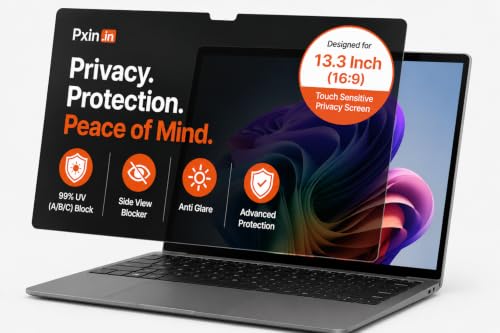 Image of Pxin Aura | 13.3 Inch (16:9) | Touch Sensitive Privacy Screen | Anti Blue | Anti Glare | UltraThin for Hyper Touch | Anti UV | Privacy Filter compatible with HP /Dell /Lenovo /Asus /Acer