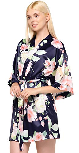 Image of Turquaz Women's Silky Satin Kimono Robes for Bridesmaids, Bride, Short Loungewear, Lingerie Dressing Gown Silk Like VS Robe