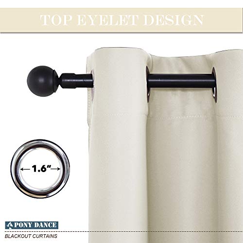 PONY DANCE Eyelet Light Beige Curtains, Thermal Insulated Privacy Energy Saving Curtains & Drapes - Image 4