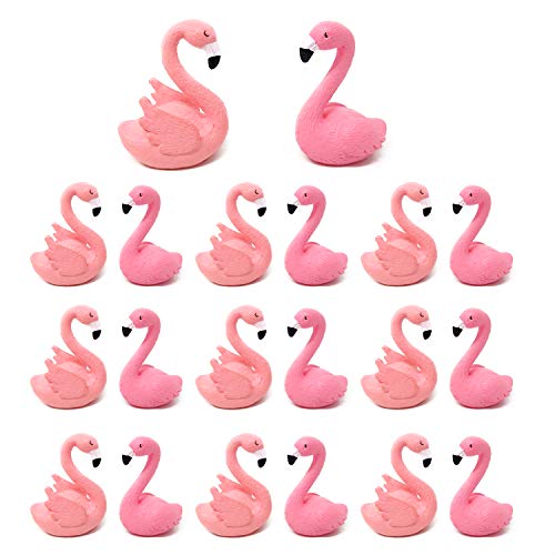 Honbay 20PCS Mini Flamingo Miniature Figurines Fairy Garden Miniature for Cake Decoration Micro Landscape Decoration Car Decoration Home Decoration (2 Styles)