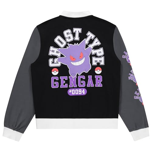 Pokemon Gengar Snap Varsity Jacket for Men - Adults Letterman Jacket with Embroidered Patches - Stylish Snap Button Jackets3