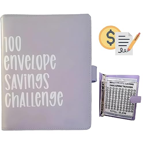 100 Envelope Challenge Binder, Savings Challenges Sheets，Easy and Fun Way