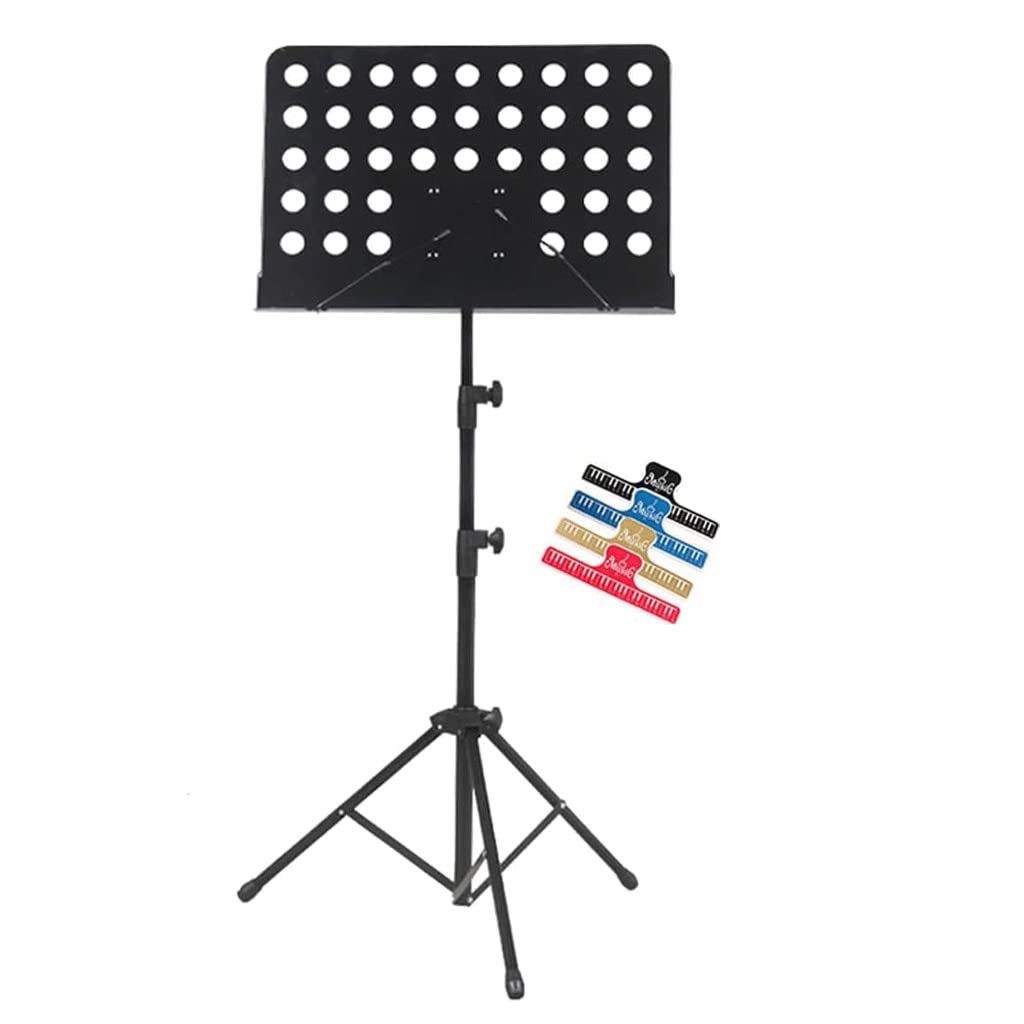 Notenständer, höhenverstellbar, Notenhalter, tragbarer, zusammenklappbarer Notenständer für Studio, Heimkonzert, Buchständer (schwarzer Stil 1)