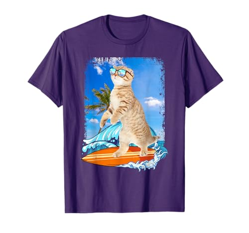 Cute Surfing Hawaiian Cat Lover Surfer Beach Summer...