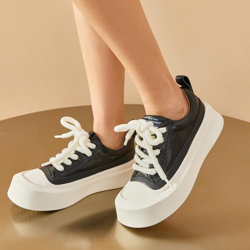 BEAU TODAY Platform Sneakers for Women, Womens Fashion Sneakers, Breathable Comfort Casual Tennis Shoes, Lightweight Lace-up Shoes for Travel Gym Work2