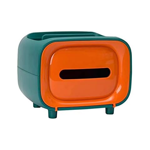 Tissue Box Cover, Tissue Holder for Bathroom Stylish Napkin Organizer Box, Pumping Paper Dispenser Facial Tissue Holder for Dresser Bedroom Home Office Car Restaurant Green And Orange Cover