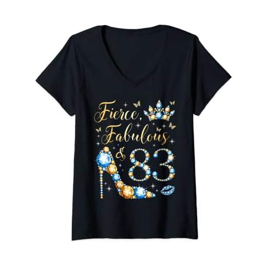 Mujer Fierce Fabulous & 83 Years Old Woman Fiesta de cumpleaños 83 Camiseta Cuello V