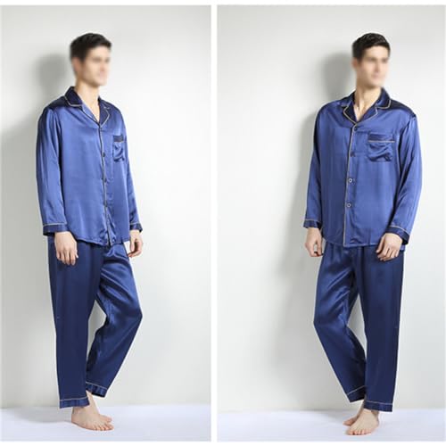 Spring And Autumn Silk Home Two Piece Set With Silk And Pajamas Men's2