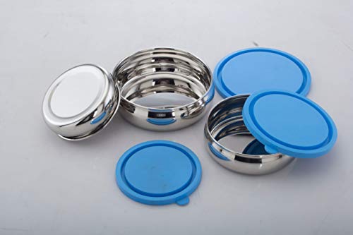 Image of Expresso Bulging Airtight & Leak Proof Food Storage Containers Stainless Steel Bowl Set of 3 Pc, 250ml /450ml /700ml