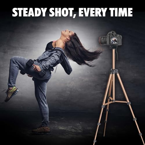 Image of Kratos 2026 Aluminum Tripod Stand 51 Inch /130CM with 360 Rotatable Mobile Holder with Handle, Compatible with All Smartphones, GoPro & DSLR, Adjustable Tripod Stand for Photography & Video Shooting