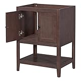 Harper & Bright Designs 24' Bathroom Vanity Without Sink, Free Standing Wooden Bathroom Cabinet with 2 Doors and Open Style Shelf for Bathroom, Brown