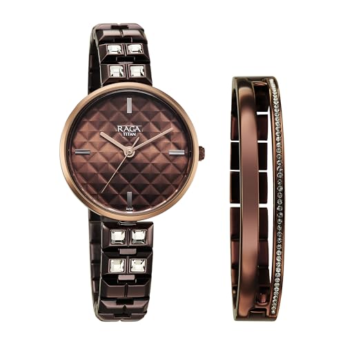 Image of Titan Raga Contempore Quartz Brown Round Dial Men's Watch | Brass Solid Link Strap Material | Watches for Man | Watches for Men Analog - 2775QM01F