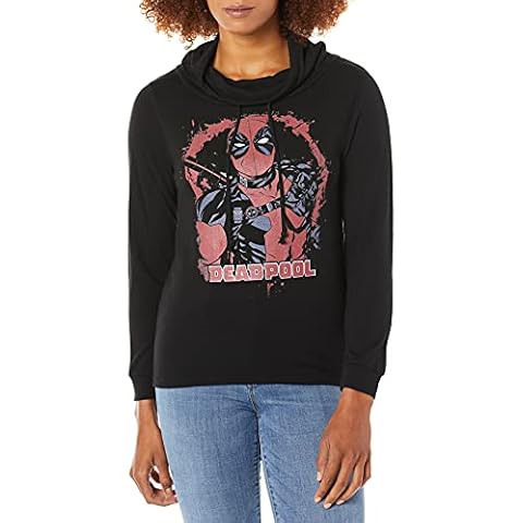 Marvel Women's Black Deadpool Long Sleeved Shirt Cover