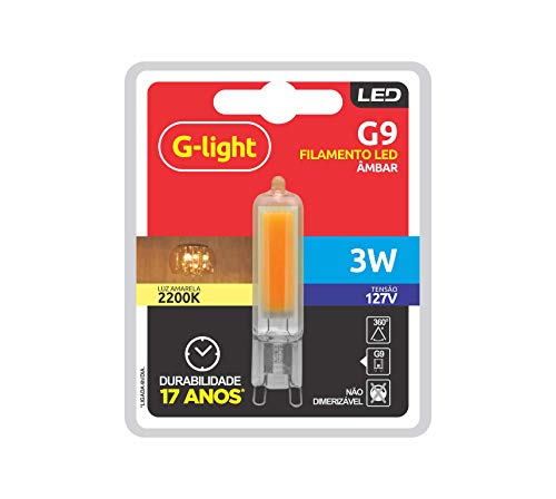 LÂMPADA G9 FILAMENTO LED BULBO AMBAR 3W 2200K 127V