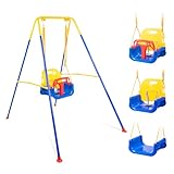 3-in-1 Babyschaukel mit Gestell mit 4 Sandsäcken,Kinderschaukel Outdoor Set mit Verstellbarem Seil,Babyschaukel 3 in 1 Kinderschaukel Babysitz,Outdoor/Indoor Schaukel Mit Klappbarem Metallständer