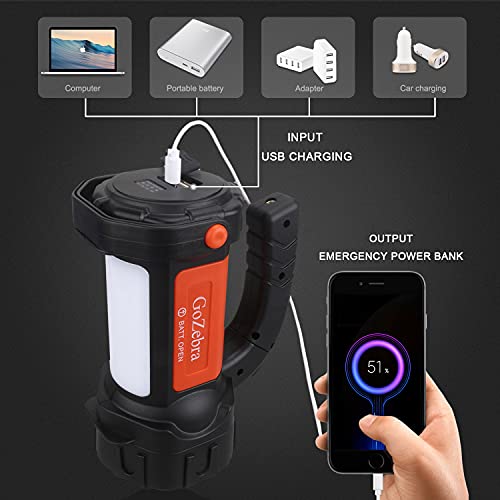 Camping Lantern Flashlight, Rechargeable Spotlight Flashlight Super Bright 6000 Lumen High Powered Large Led Flash Light For Camping Hiking Fishing Working And Home #TOP4