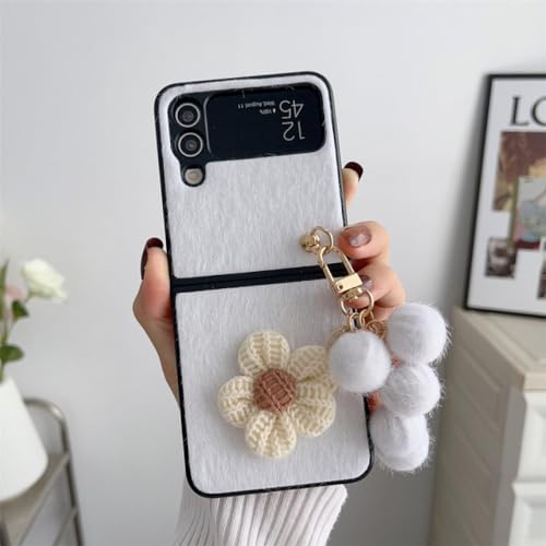 Coque en peluche tournesol pour Samsung Z Flip 5 4 3 idéale pour vos sorties