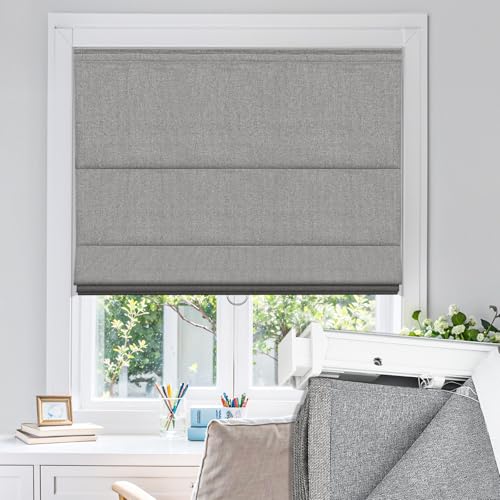 UrMoon No Drill No Tools Roman Shades for Windows, Cordless