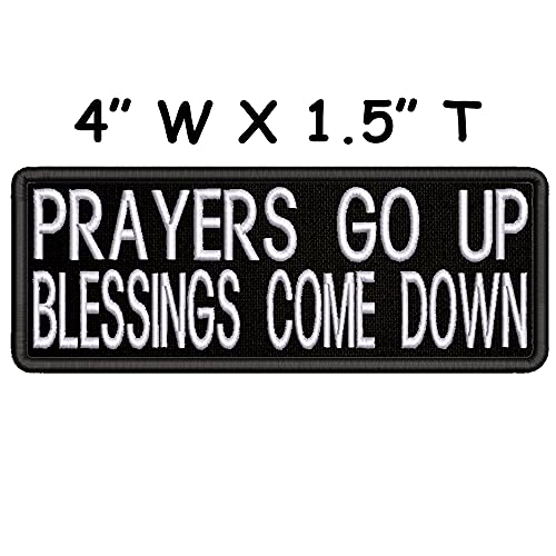Mybrand Prayers Go Up And Blessings Come Down Embroidered Patch Iron-On/Sew-On Religious Bible Scripture Christ Christian Bikers Badge Emblem Name Tag Gift Applique For Vest Jacket Jeans Bag Clothing #TOP1