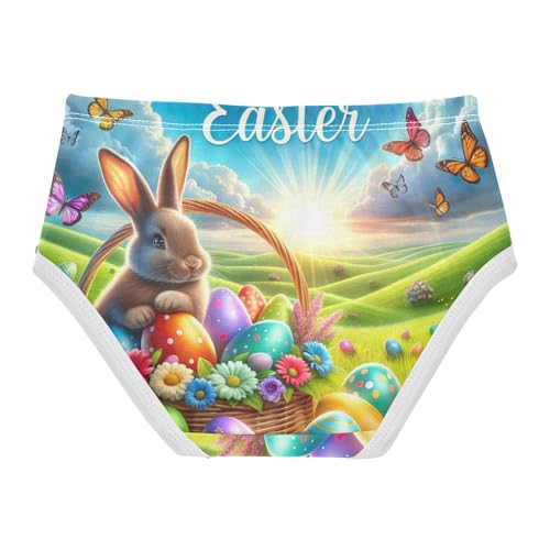Girls Underwear, Easter Rabbit Colorful Eggs Toddler Girl Panties, Cotton Underwear for Girls, 2T–8 Years2