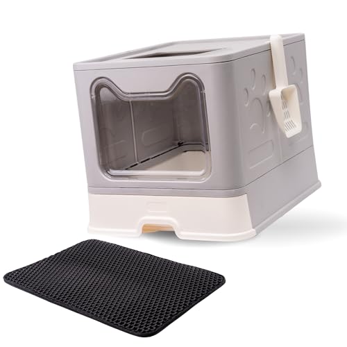 Wildy Pets – arenero Cubierto para Gatos con Pala y Alfombra, Caja de Arena Cerrada Antiodor,...