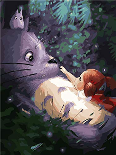 xczxc Pintar por Numeros Totoro DIY Kits de Pintura al Óleo De Lona Preimpresos para la Decoración...