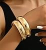 Chunky Gold Bangle Bracelets for Women, Dainty 14k Gold Plated Big Stackable Bangles Set, Trendy Statement Cuff Bracelet Stack Fashion Jewelry Gifts (2 Chunky bangles) #1